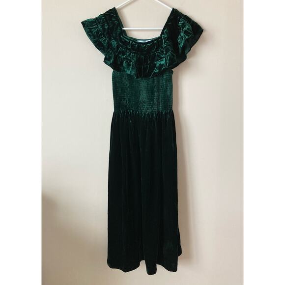 NWT HILL HOUSE HOME Akilah Nap Dress Emerald Velvet XS - Picture 4 of 8
